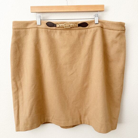 RALPH LAUREN BLACK LABEL | Wool Blend Tan Skirt Buckle Pencil Straight | 20W - Picture 2 of 8